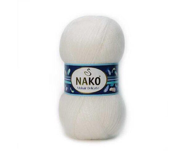 Пряжа Nako Mohair Delicate 208-6101 Белый