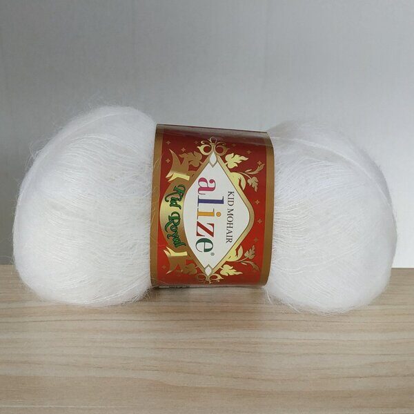 Пряжа Alize Kid Mohair Royal 55 Белый