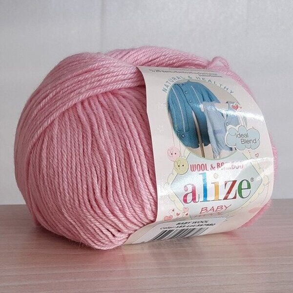 Пряжа Alize Baby wool 185 розовый детский